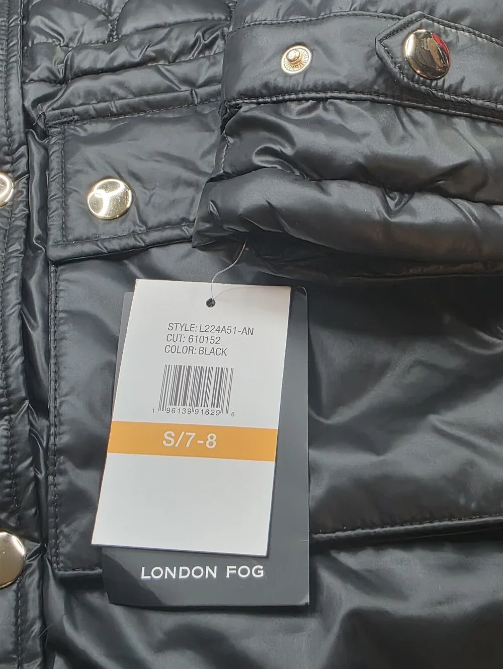 NWT London Fog Girls Black Quilted Puffer Parka Jacket Size LG 6x S(7/8)*Read*